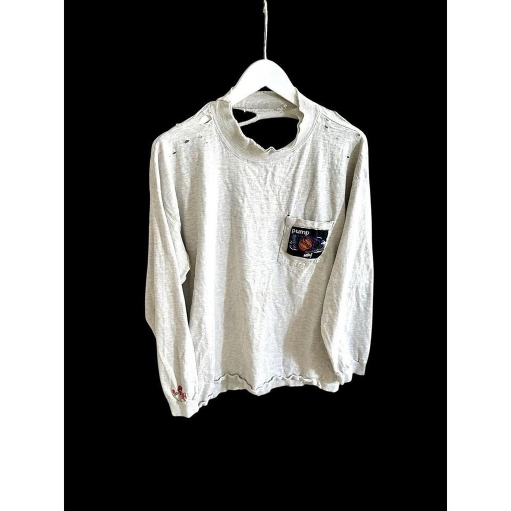 Vintage 90's Reebok Pump It Up‎ Long Sleeve Shirt Large/XL Embroidered Thrashed